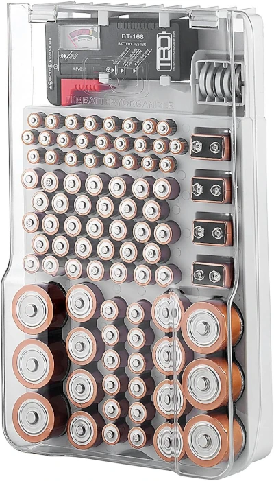 Battery Organizer Case - Battery Storage Organizer and Case with tester